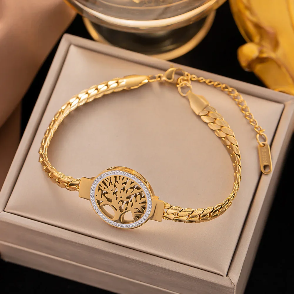 Ethnic Fashion World - Bracelet arbre du monde en acier