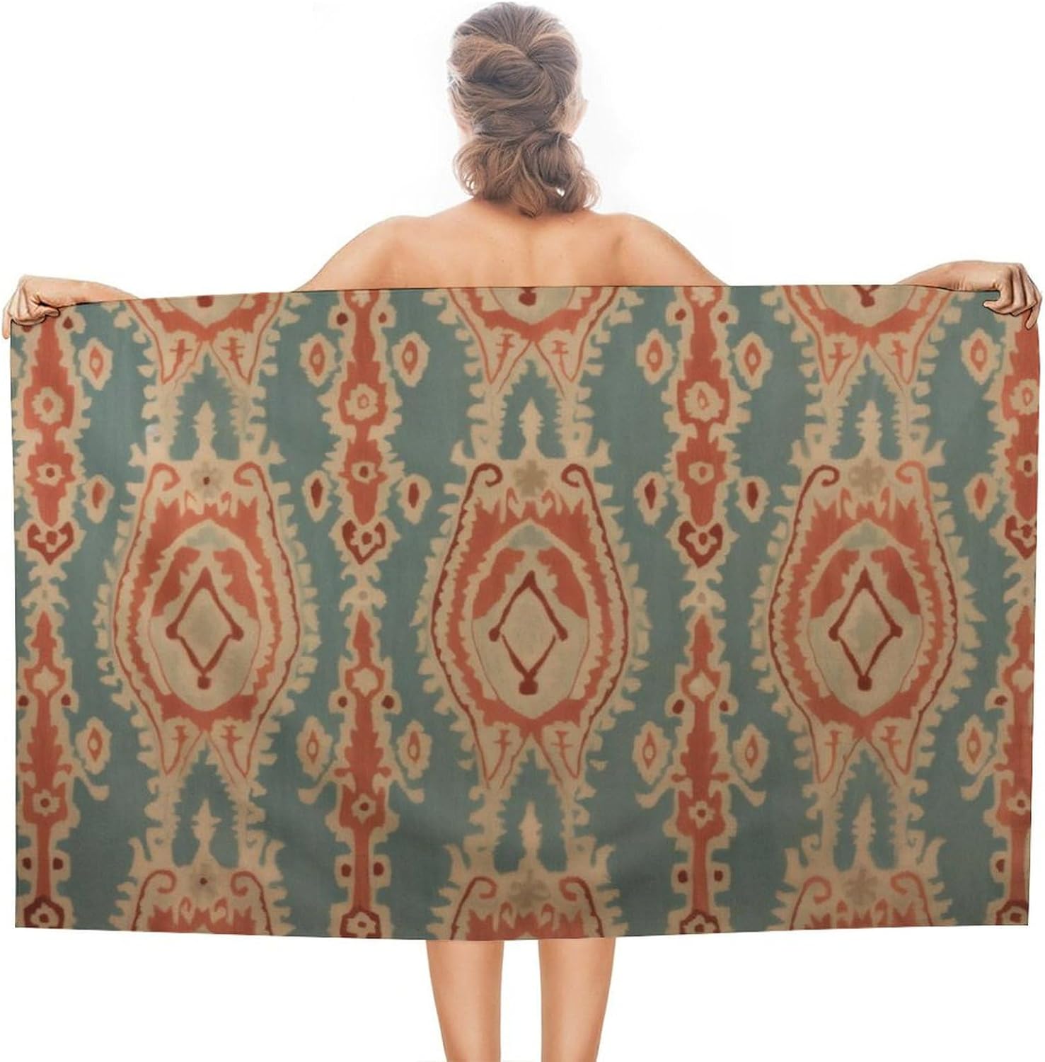 Ikat Woven Fabric - Serviettes de plage à motifs en