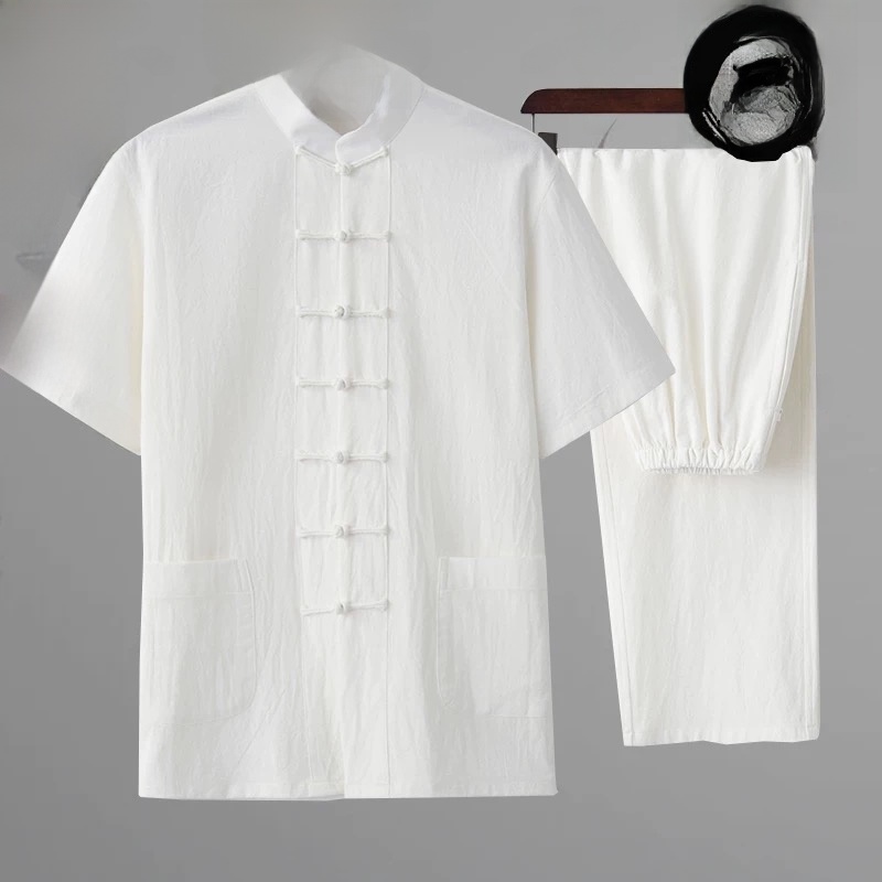 Ethnic Wear Men'S Fashion - Ensemble Hanfu d'été en coton et